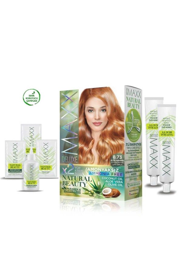 2 Paket Natural Beauty Amonyaksız Saç Boyası 8.73 Altın Karamel